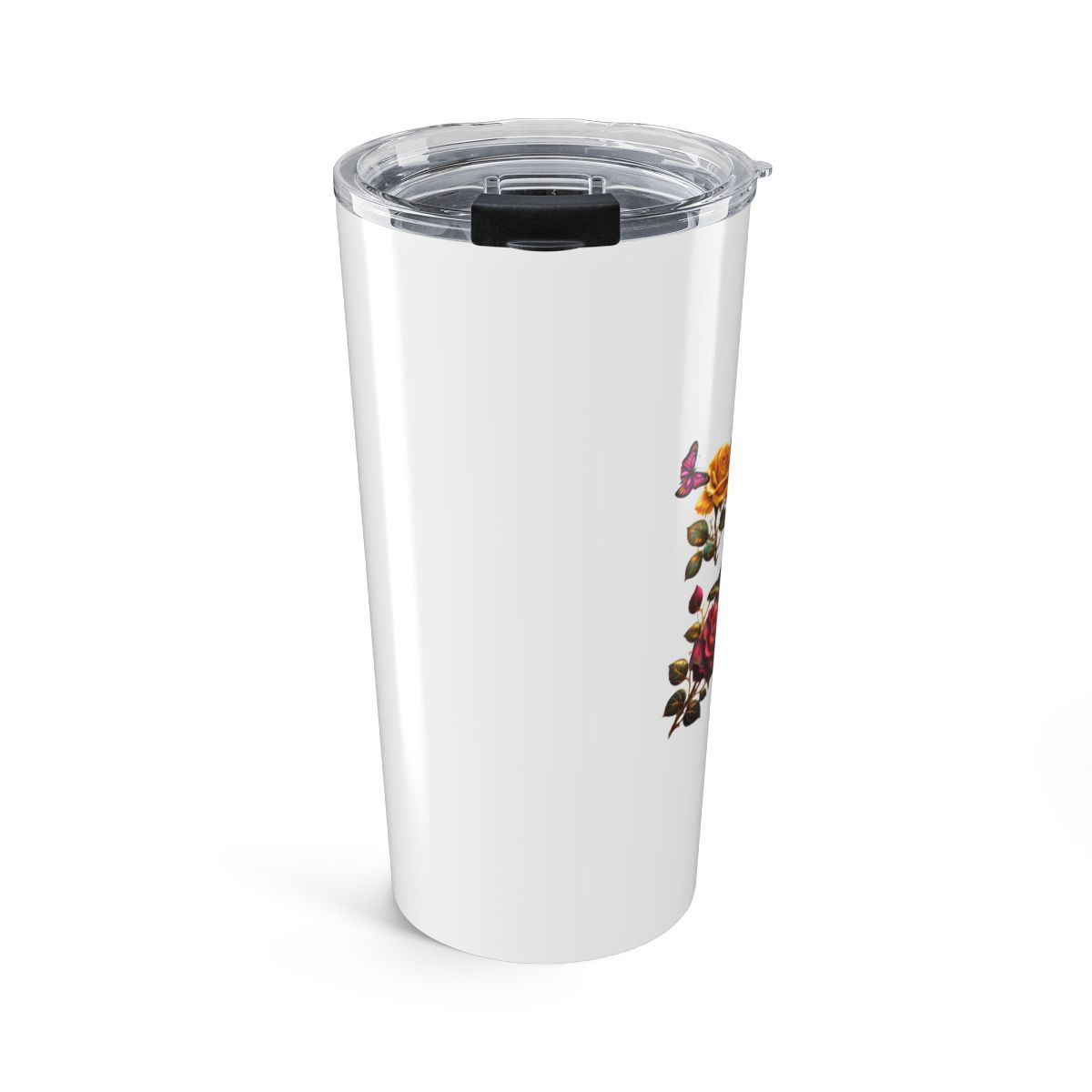 Vibrant Rose & Butterfly Floral Stainless Steel Tumbler Set - Official t-shirts merchandise