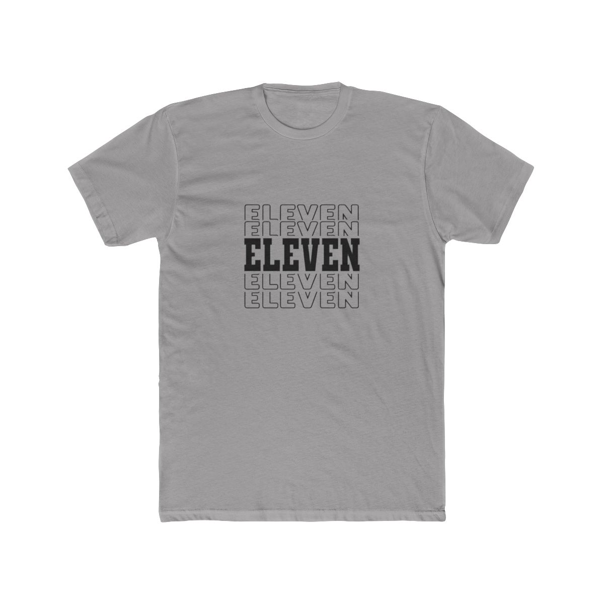 White T Shirt with the word "ELEVEN" repeated in black text in a retro style - Official t-shirts merchandise